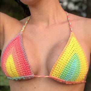 Hand crochet bikini top by me!